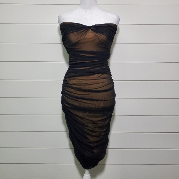 NORMA KAMALIWalter Strapless Mesh Mini Dress Size S /36 - Picture 2 of 10
